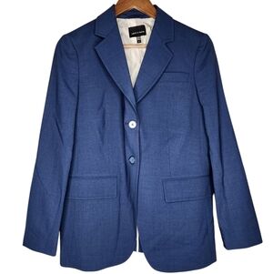 Judith and Charles Virgin Wool Single Breasted Blazer Jacket in Blue Size 6